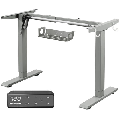 MAIDeSITe T1 Pro Elektrischer höhenverstellbarer Schreibtisch – Grau. Grauer Schreibtisch, elektrisch höhenverstellbar, für Büroarbeit.