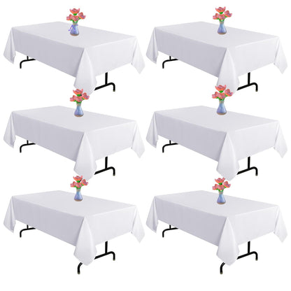 Vnituasr Tischdecke weiss rechteckig 153×260 cm, 6er-Pack Polyester für Hochzeiten, Partys und Buffets
