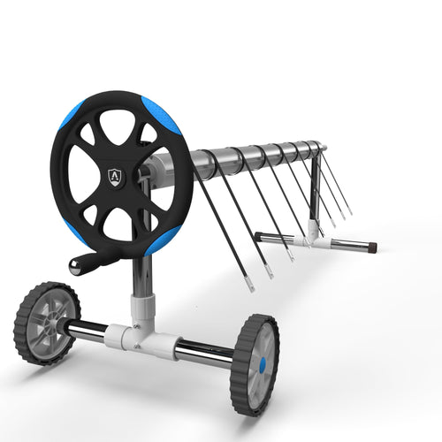 Arebos Pool-Aufroller mobil für Solar- und Poolplanen, 3 bis 5,7 m, aus Edelstahl und Aluminium