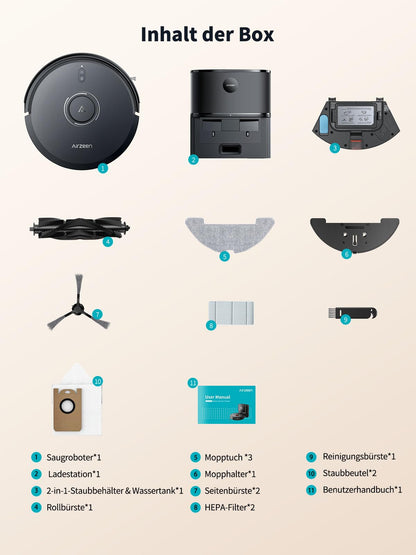Airzeen Q10 Pro Saugroboter mit Wischfunktion und Absaugstation