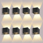 ledmo 8er-Set LED Wandleuchte 12W Innen/Aussen Schwarz Warmweiss IP65