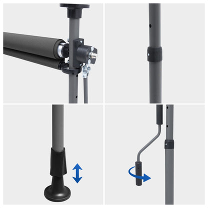 BelleMax Senkrechtmarkise 100x310cm ohne Bohren, Kurbel - Dunkelgrau