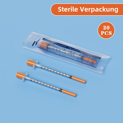Knixxo Spritzen 1 ml mit Skala, 30G 8 mm, 100 Stück einzeln versiegelt