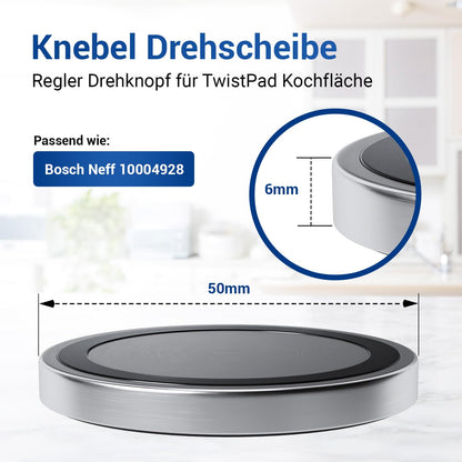 VIOKS Drehknopf 50mmØ Ersatz für Neff Siemens Herd - Twistpad Flach