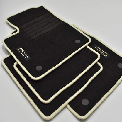 Piuess Velours Fussmatten für Fiat 500 und 500C Cabrio ab 2013, Crema