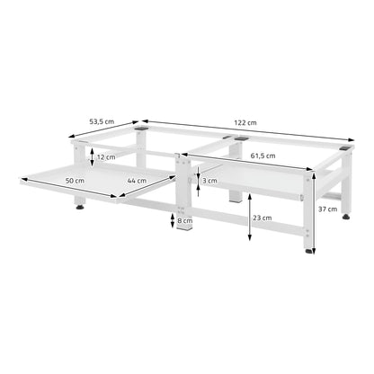 ML-Design Doppel Waschmaschinen-Untergestell – Weiss, 2 Ablagen