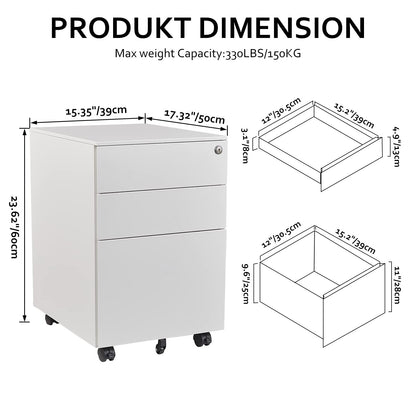 Rollcontainer Büro Aktenschrank – 3 Schubladen abschliessbar