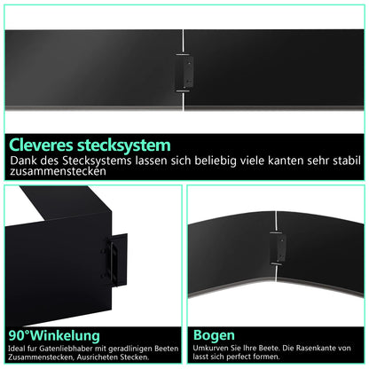 Vigevee Rasenkante Metall verzinkt Schwarz – 40m Länge, 18cm Höhe