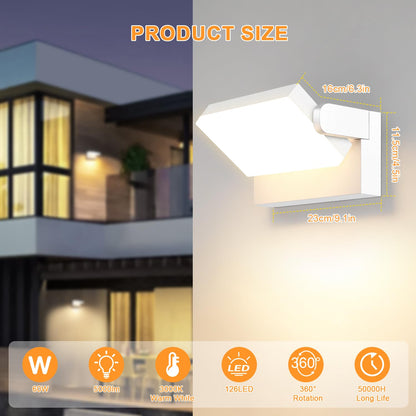 ledmo 60W LED Wandleuchte aussen schwenkbar IP65 - Warmweiss