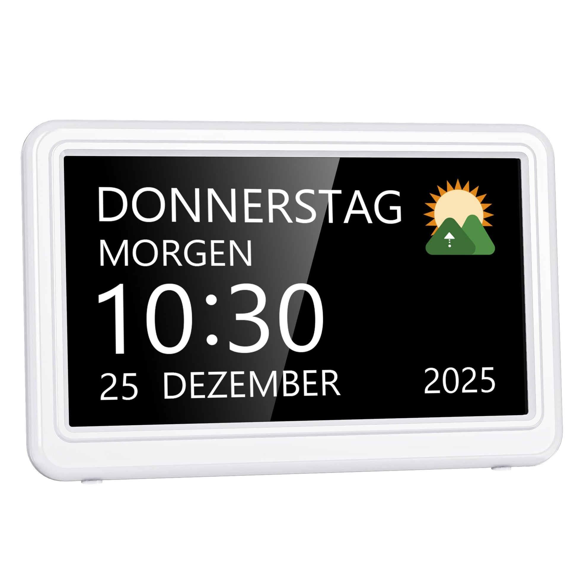 Roxicosly Digitaler Kalender, Demenz-Uhr für Senioren, 7 Zoll in Weiss