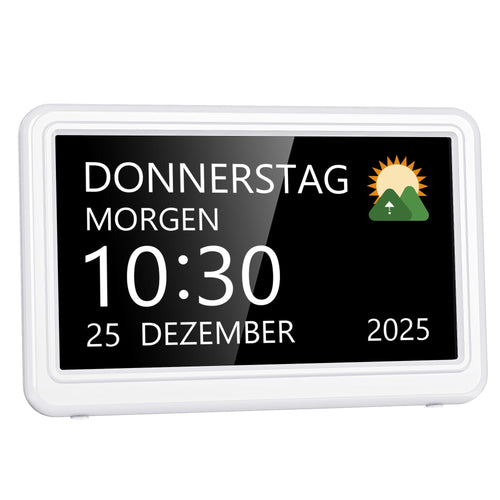 Roxicosly Digitaler Kalender, Demenz-Uhr für Senioren, 7 Zoll in Weiss