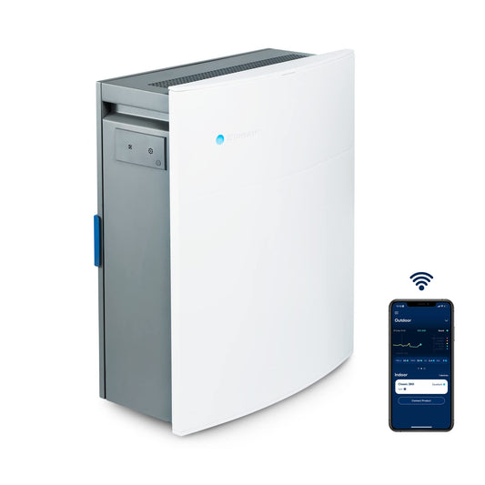 BLUEAIR Classic 280i Luftreiniger HEPASilent bis 52m² - Weiss. Weißer, quaderförmiger Luftreiniger zur Raumluftreinigung bis 52m².