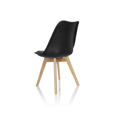 hjh OFFICE Scandi Esszimmerstühle Schwarz – 4er Set Buche Beine