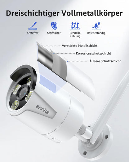 ANNKE Überwachungskamera Set mit 7-Zoll-Touchscreen und 2 Kameras