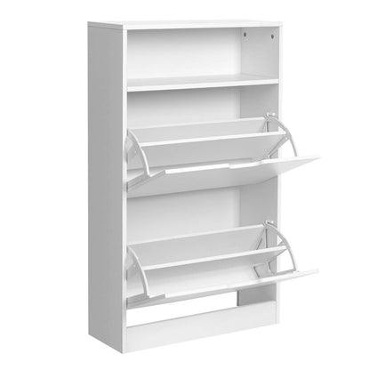VASAGLE Schuhschrank LBC040W01, Schuhkipper, 2 Klappen, wolkenweiss