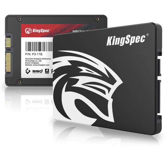 KingSpec 1TB 2.5" SATA III Interne SSD Festplatte PC Laptop. Rechteckige, schwarze SSD als interner SATA III Datenspeicher.