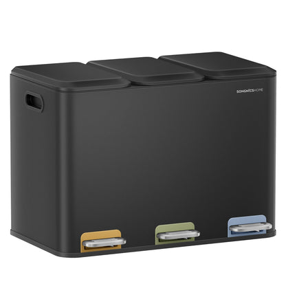 SONGMICS HOME LTB740B02V1 Mülltrennsystem 3x15L - Tintenschwarz
