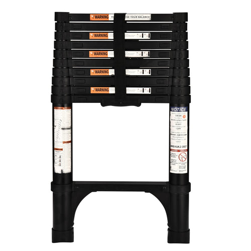 HBTower Teleskopleiter Ausziehleiter - 3.2m Aluminium Schwarz