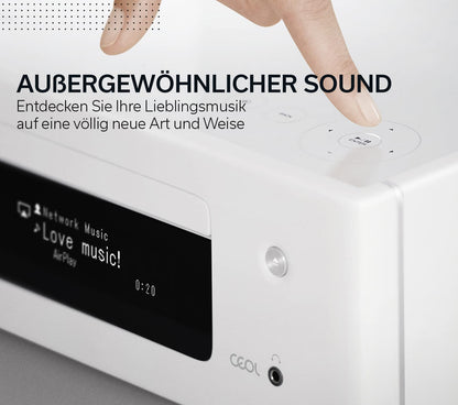 Denon CEOL N-10 Kompaktanlage, HiFi Verstärker mit 2-Wege Lautsprechern, CD-Player, Internetradio, Musikstreaming, HEOS Multiroom, Bluetooth, WLAN, AirPlay 2, Alexa Kompatibel, 2 Optische TV-Eingänge