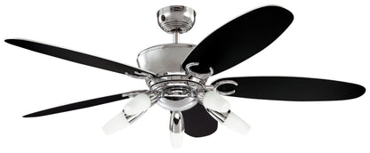 Westinghouse Lighting Arius 72559 Deckenventilator in Chrom mit 132cm Flügelspannweite für effiziente Luftzirkulation und Raumkühlung.