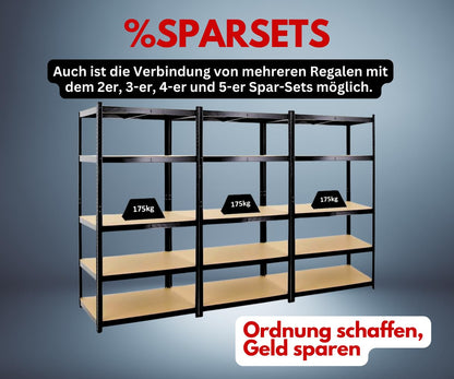PROREGAL Taurus Schwerlastregal – Schwarz 180x120x60cm