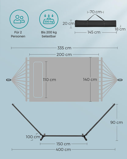 SONGMICS Hängematte mit Gestell GHS002Q01, bis 200 kg, mit Kissen