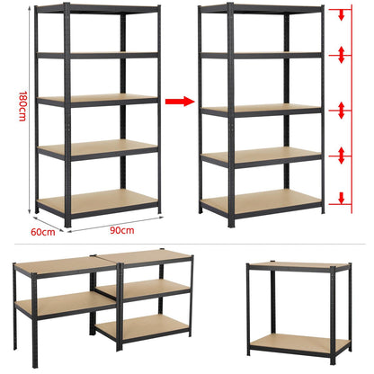 Yaheetech Schwerlastregal Metallregal – 180x90x60cm, 5 Böden