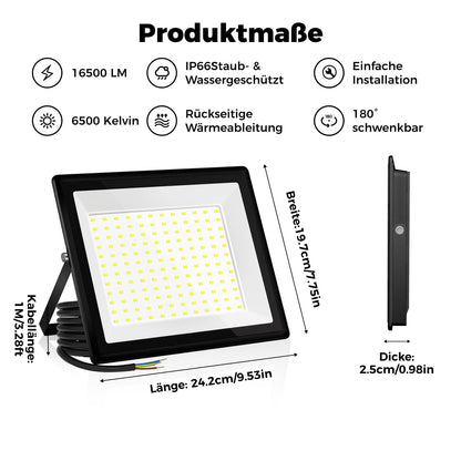 VistaNovaX LED Strahler Aussen 150W 16500 Lumen IP66, 2 Stück