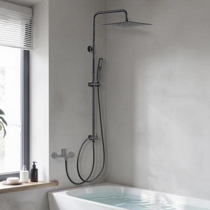 Auralum Regendusche Duschsystem ohne Armatur, Edelstahl Schwarz