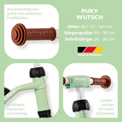 PUKY WUTSCH Lauflernrad Lauflernhilfe für Kleinkinder ab 1.5 Jahren – Pastel Green