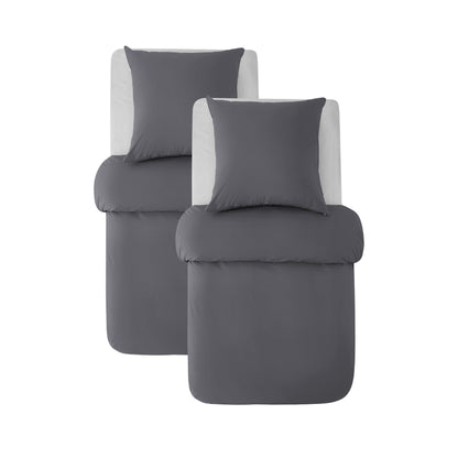 BEDSURE Bettwäsche-Set 135x200 cm Baumwolle 4-teilig Anthrazit