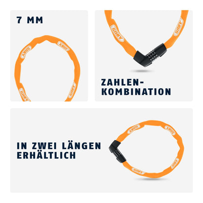 ABUS Tresor 1385/85 Kettenschloss mit Zahlencode, 85 cm, Orange