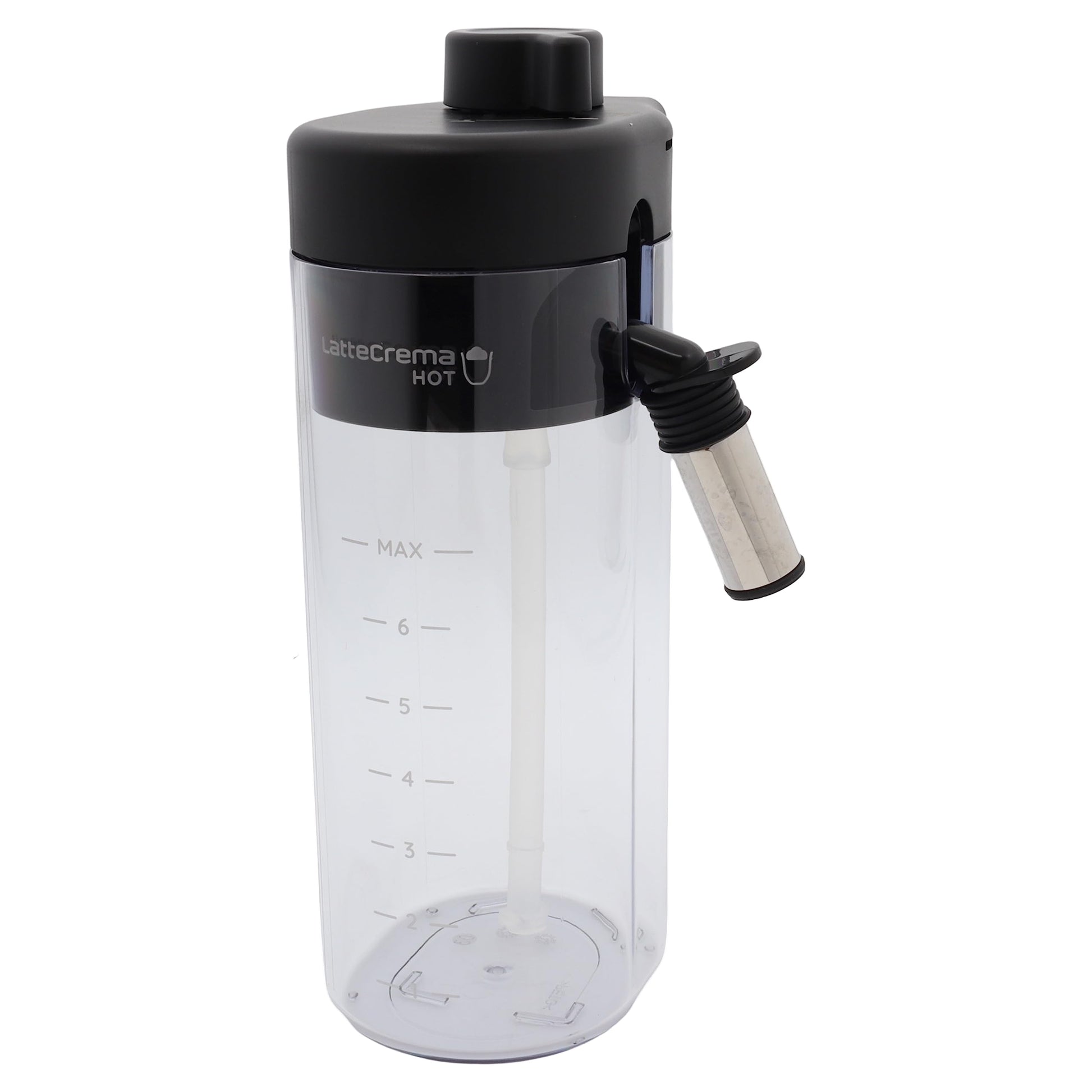 DeLonghi AS00005734 Milchkännchen für Kaffeemaschine. Zylindrisches Edelstahlkännchen mit Griff und Ausguss zum Aufschäumen von Milch für Kaffee.