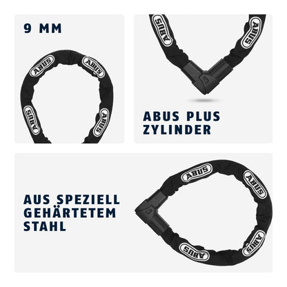 ABUS Kettenschloss Modell 33559 – 85 cm lang, Schwarz
