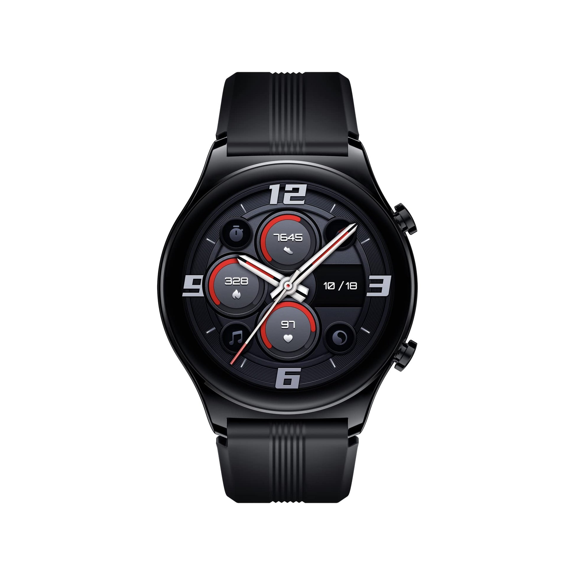 HONOR Watch GS 3 Smartwatch, rund, in Midnight Black, misst Aktivität und Herzfrequenz via GPS.