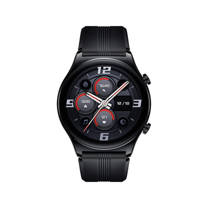 HONOR Watch GS 3 Smartwatch, rund, in Midnight Black, misst Aktivität und Herzfrequenz via GPS.