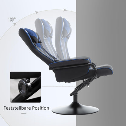 Vinsetto Relaxsessel mit Hocker – Gaming Sessel Dunkelblau+Schwarz
