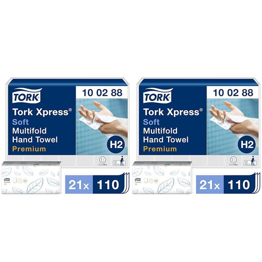 Tork Xpress Multifold 100288 Falthandtücher - H2 Premium: Weiße, gefaltete Papierhandtücher für H2-Spender zum hygienischen Händetrocknen.