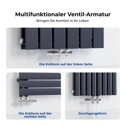 Heilmetz Multiblock Set Heizkörperanschluss 50mm Thermostat Chrom Eck/Durchgang 2er-Set