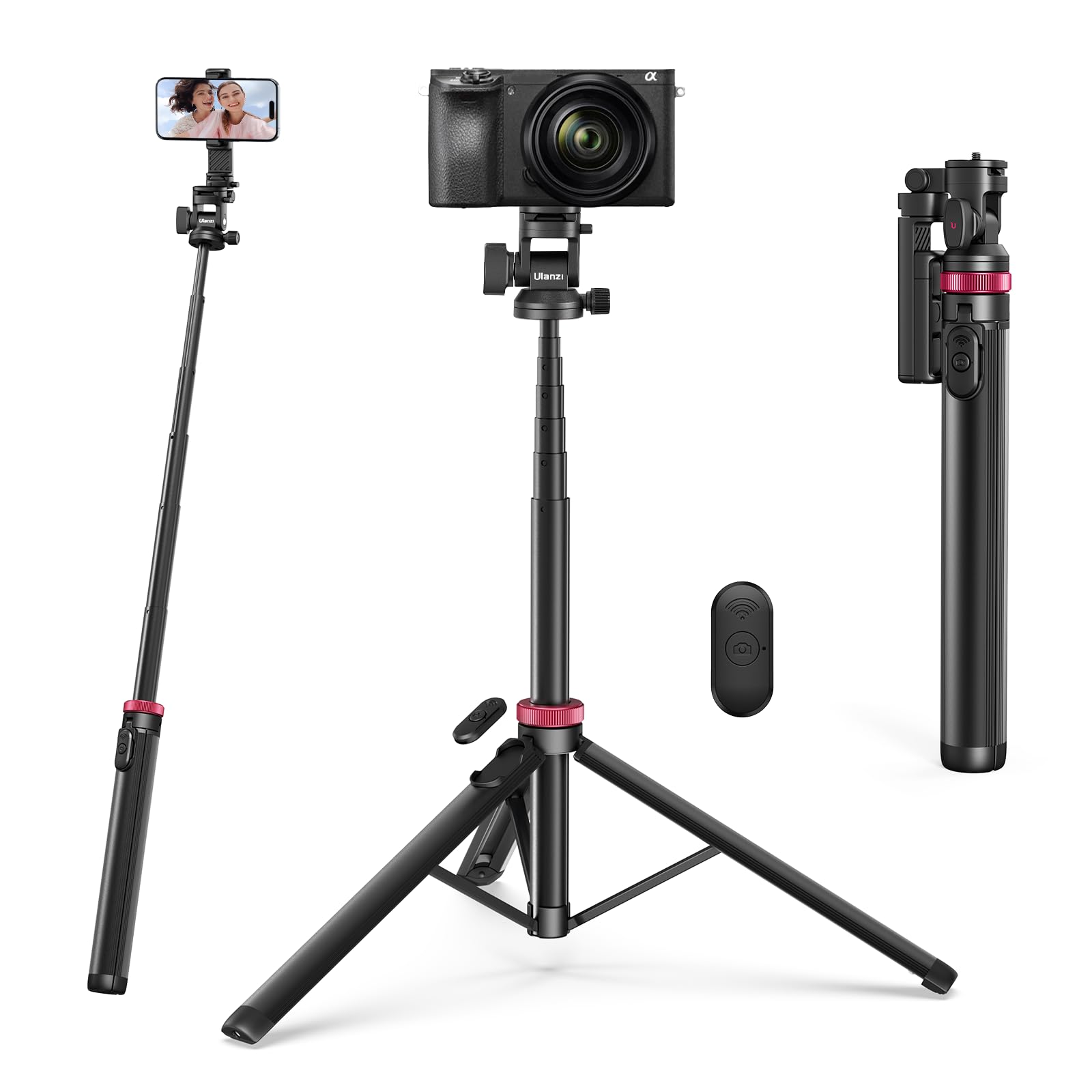 ULANZI MT-78 3-in-1 Stativ, 185 cm, mit Bluetooth-Fernbedienung