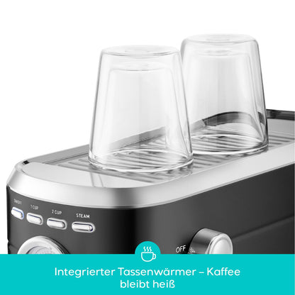 CASABREWS Espresso Siebträgermaschine 20 Bar mit Milchaufschäumer Schwarz