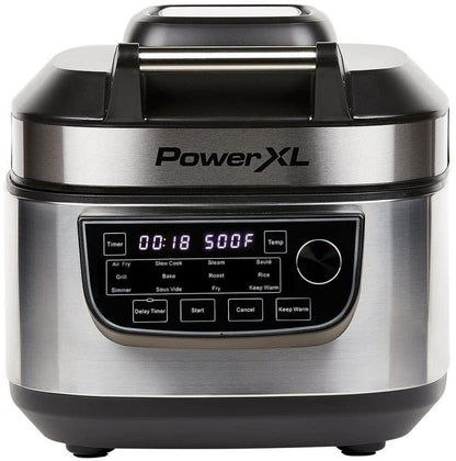 PowerXL MultiCooker – Multikocher mit Airfryer 12-in-1, 5.7L. Schwarz. Vielseitig für Druckgaren und Heißluftfrittieren.
