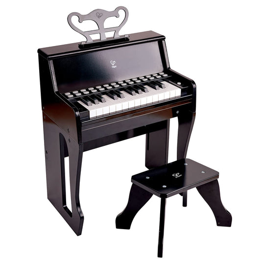 Hape Leuchttasten-Piano Musikspielzeug – Holz inkl. Hocker & Notenhalter. Holzklavier mit Leuchttasten für erstes Klavierspiel.