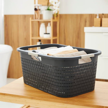 Rotho Country Wäschekorb 3er-Set 40 l, Kunststoff, anthrazit