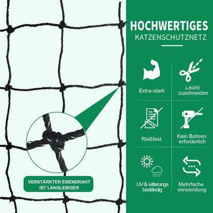 Tatamiyya Katzennetz für Balkon, drahtverstärkt, 8 x 3 m, schwarz