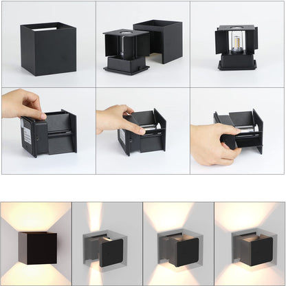 Homefire LED Wandleuchte Up Down Aussen/Innen 4er Set, Schwarz 3000K