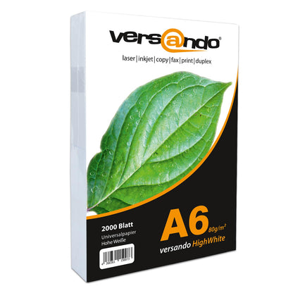 versando Kopierpapier DIN A6 HighWhite 80, 10000 Blatt hochweiss
