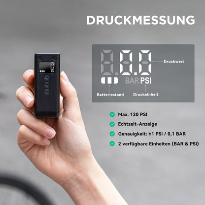 CYCPLUS AS2 PRO Elektrische Velopumpe mit Manometer, 120 PSI