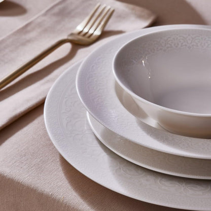 KARACA New Dome Tafelservice – Bone China 24-tlg Weiss für 6 Personen