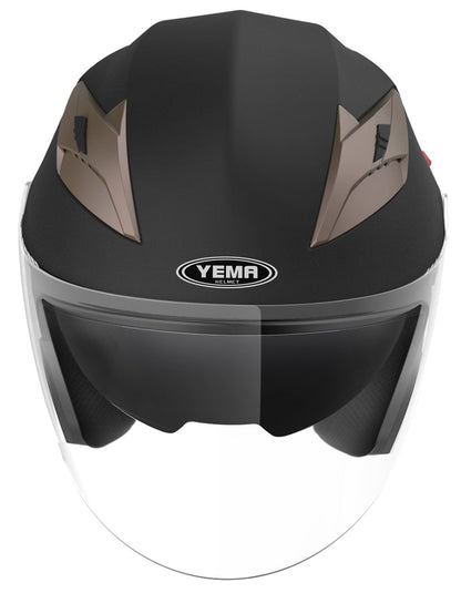 YEMA YM-627 Jethelm Motorradhelm ECE - Schwarz Matt, Grösse S